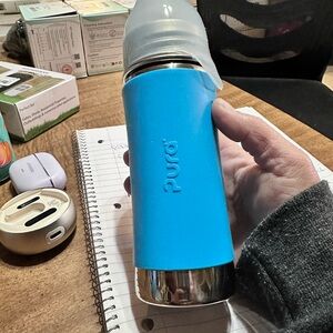Pura Stainless Steel Baby Bottle with Sleeve 8 oz Blue